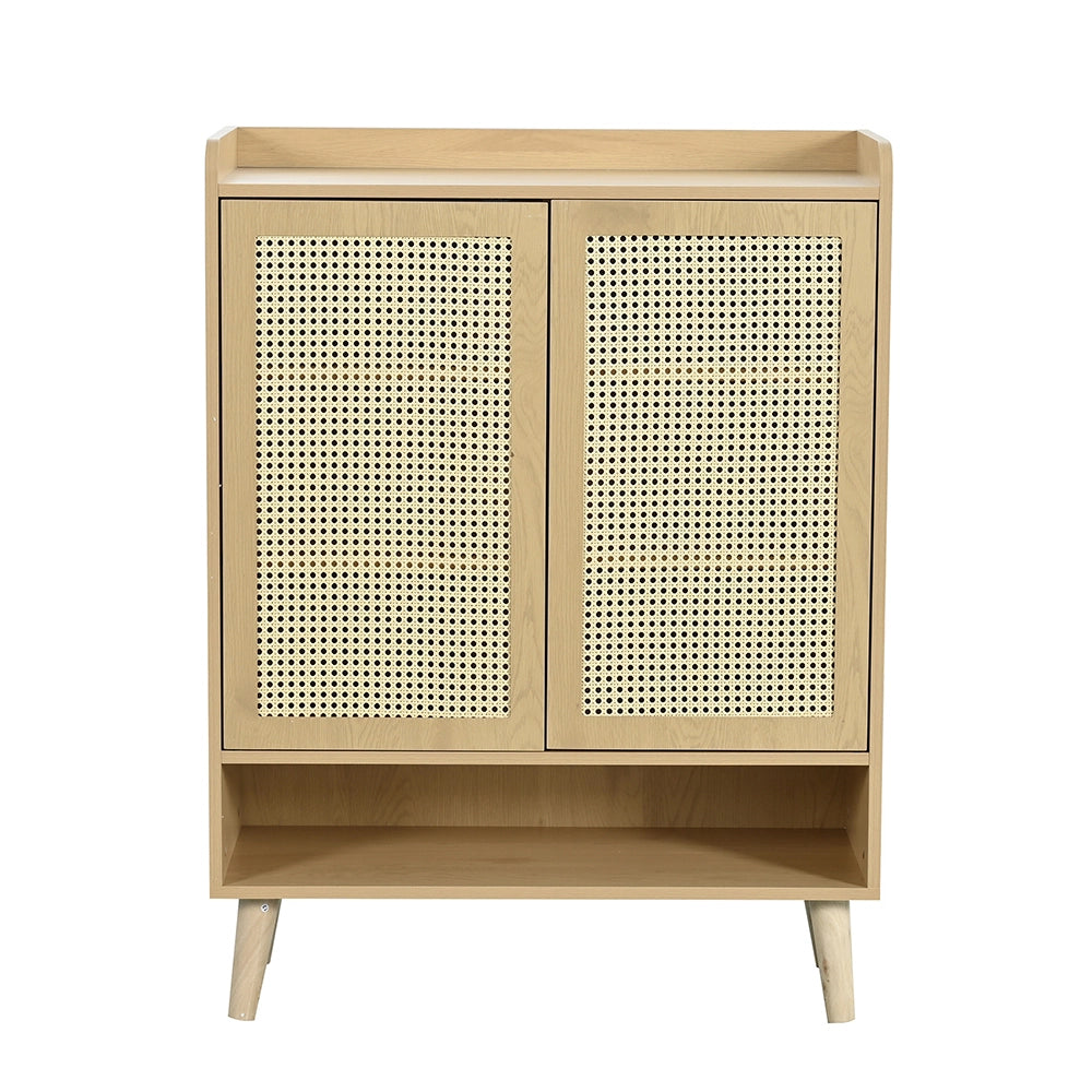 Armadio per scarpe in rattan naturale - Xylo - L80/H105/P35 cm - Poign??es e piedi in legno massello
