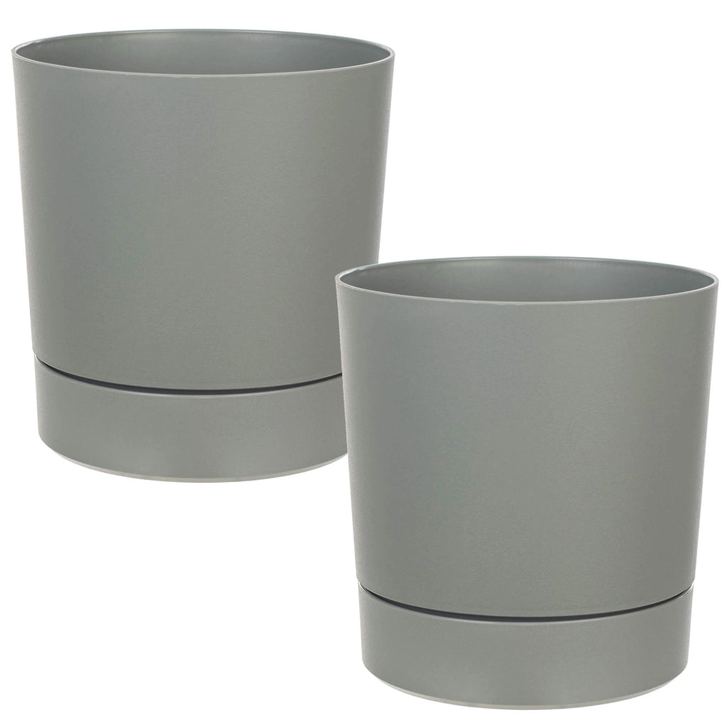 Vaso da fiori KADAX con coprivaso e sottovaso, rotondo, 20 cm, set da 2