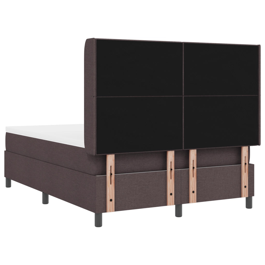 Letto con Box Spring e Materasso con LED in Marrone Scuro, 140x190 cm, Tessuto
