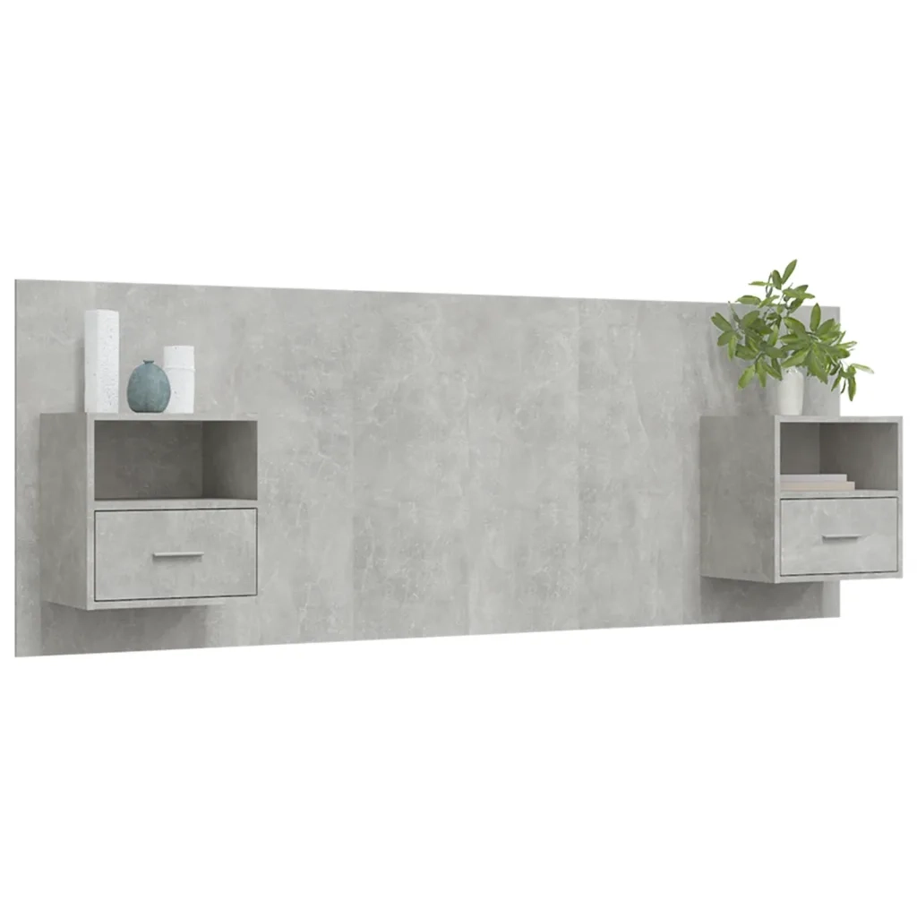 Testiera Letto con Comodini in Legno Multistrato Grigio Cemento cod mxl 50552