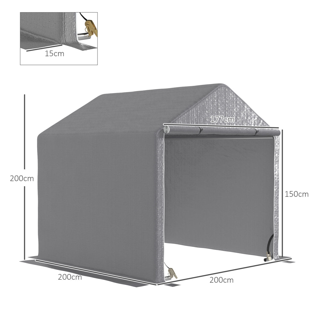 Capanno Giardino Biciclette ¨C Zephmum ¨C Grigio Acciaio Galvanizzato 200x200x200 cm