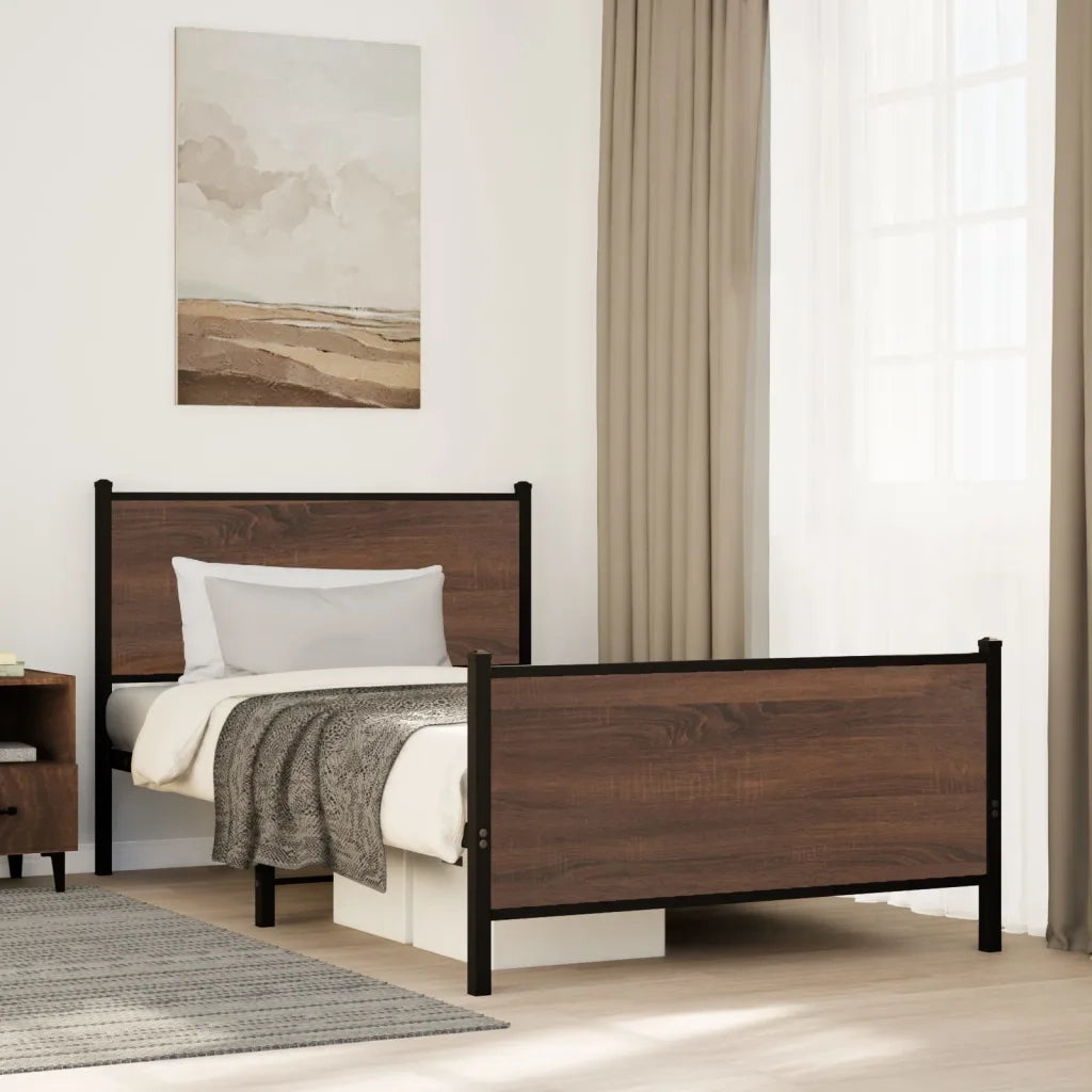 Giroletto senza Materasso in Metallo Rovere Marrone 100x190 cm