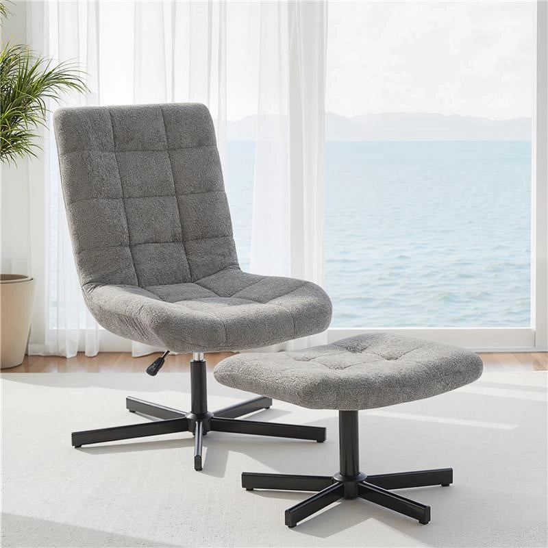 POLTRONA RECLINABILE SU 4 LIVELLI EFFETTO VELLUTO CON POGGIAPIEDI INDIPENDENTE, 66X80X93-104 CM, GRIGIO