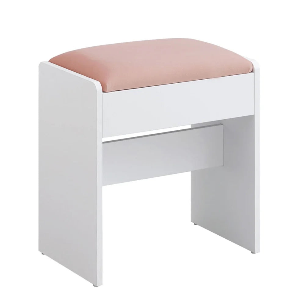 Sgabello da toeletta poltrona da trucco imbottita 28,6 x 45 x 45 cm poggiapiedi in velluto piedini antiscivolo per camera da letto spogliatoio ingresso bianco 12_0007714