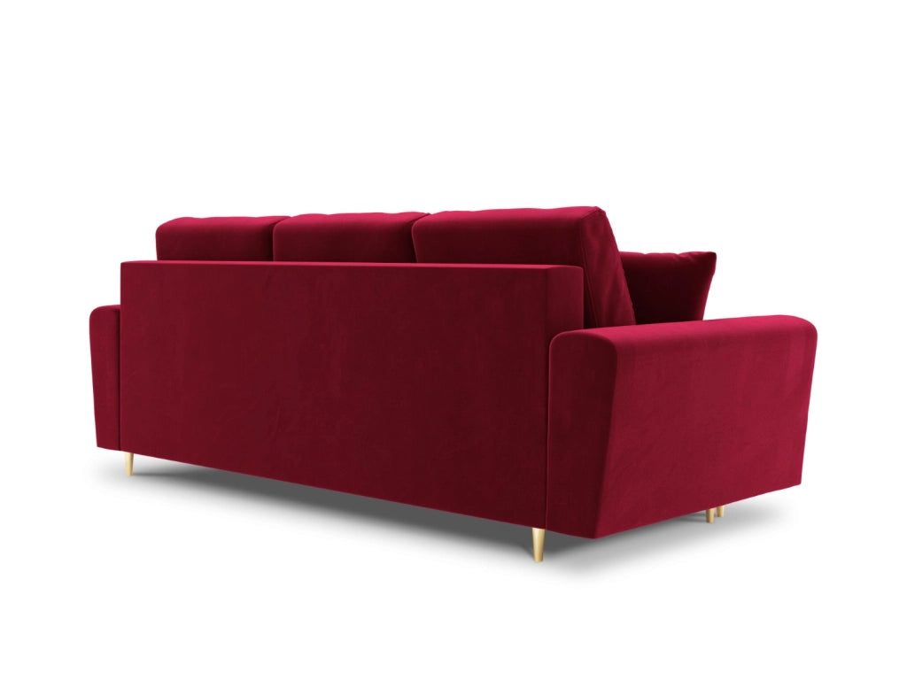 Cosmopolitan Design - Divano convertibile con contenitore "Kyoto" 3 posti in velluto rosso 
