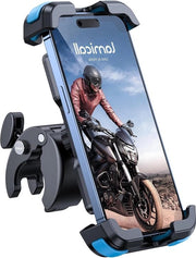Supporto per smartphone - bicicletta motocicletta - chiusura stantuffo rapida - iPhone 15 14 - blu.