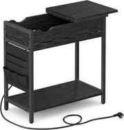 Cassettiera notturna con prese, compatta, con porte USB, con tasca, per soggiorno, camera da letto