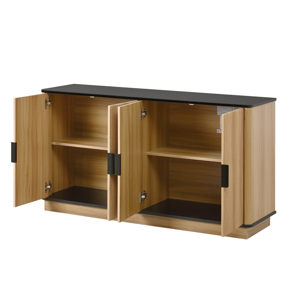 Credenza moderna in legno naturale con ante ondulate