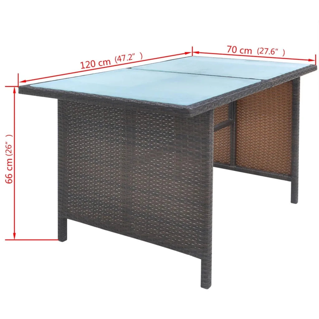 Set da Pranzo da Giardino 6 pz con Cuscini Polyrattan Marrone 42644