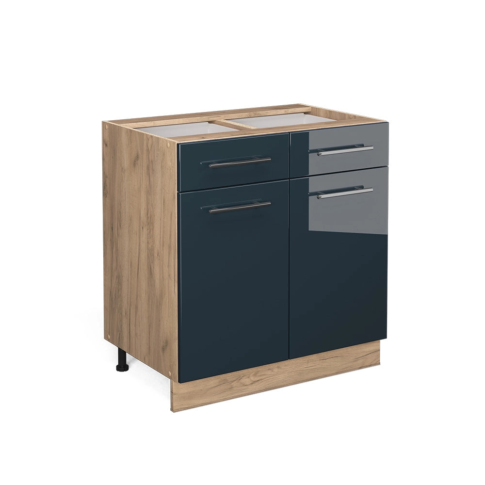 Vicco Armadi da cucina  Blu scuro lucido 80 cm senza piano di lavoro