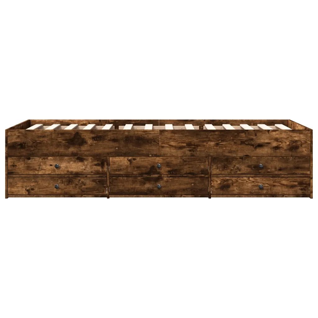 Divano Letto con Cassetti senza Materasso Rovere Fumo 100x200cm 3280871