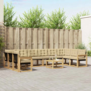 Set di divani da esterno con cuscino 11 pcs Bianco e Beige