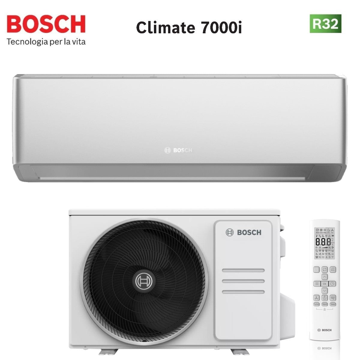 Condizionatore Bosch CLIMATE 7000i SILVER 7000 Btu CL7000I-SET 20 E R-32 Wi-Fi Integrato