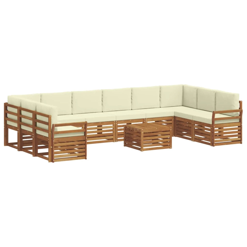 Set di divani da esterno 11 pz Naturale e Crema 3375600
