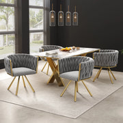 Set di 2 sedie da pranzo girevoli 360° in velluto; grigio e oro