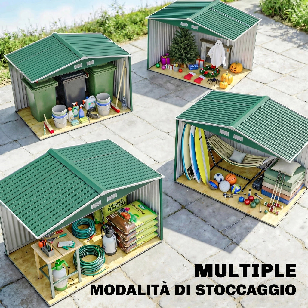 Capanno da Giardino in Acciaio ¨C zephmum ¨C Verde Scuro 277x195x192 cm