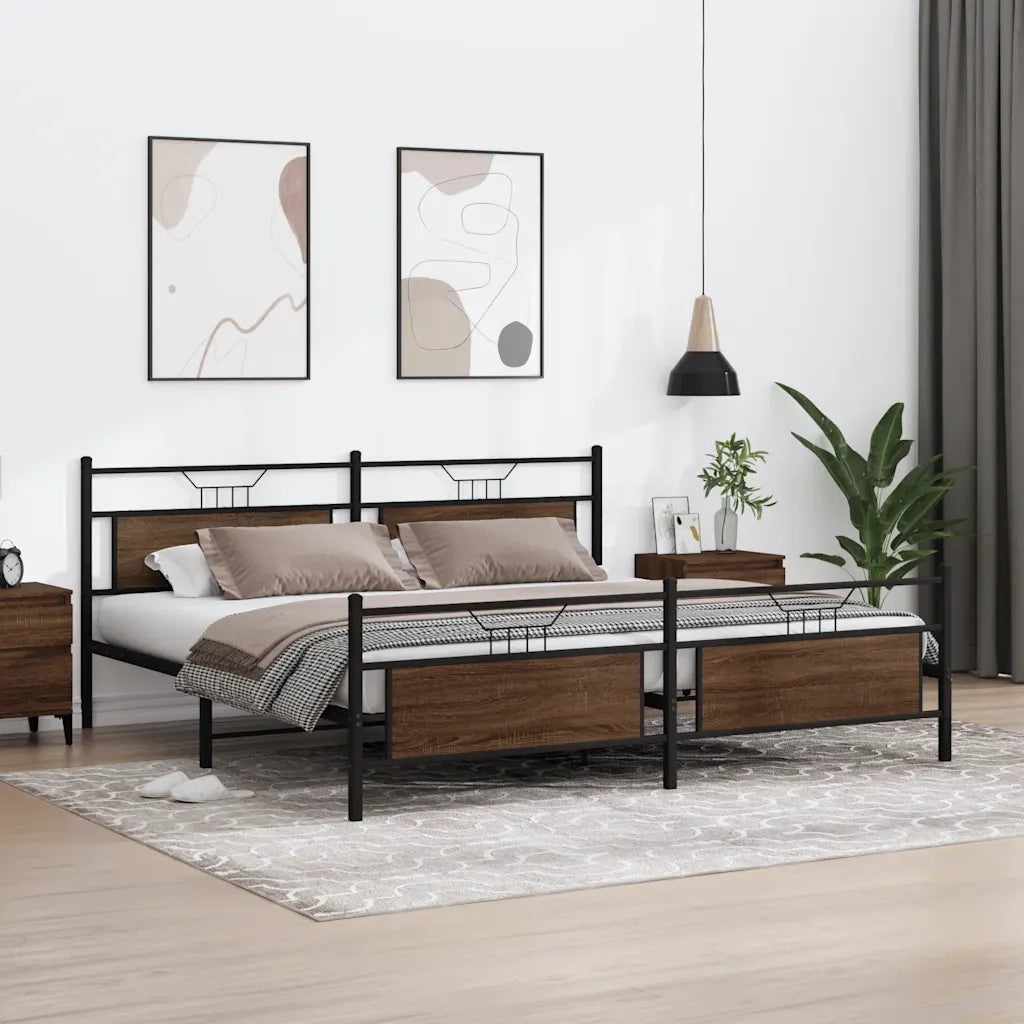 Giroletto senza Materaso in Metallo Rovere Marrone 200x200 cm