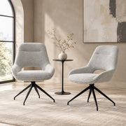 Sedia da pranzo girevole 360° in tessuto grigio caldo