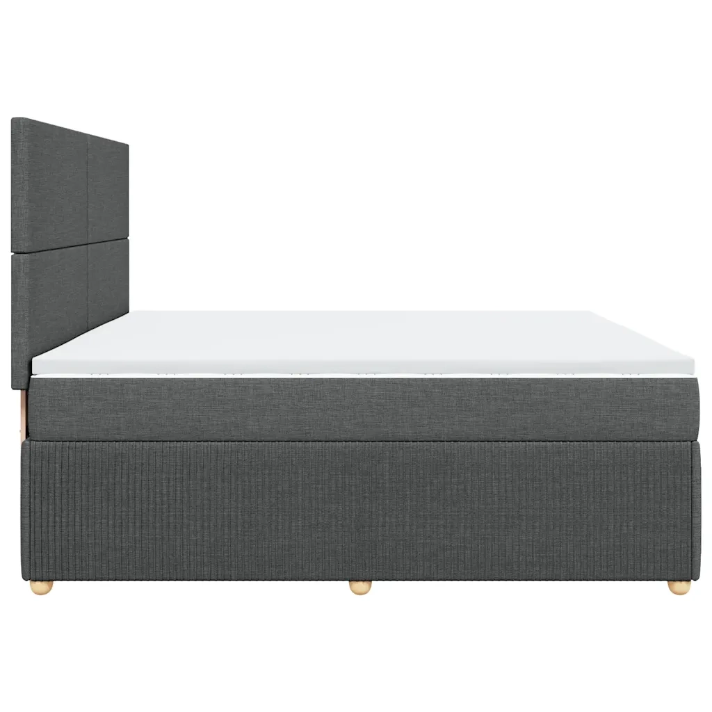 Giroletto a Molle con Materasso Grigio Scuro 200x200 cm Tessuto