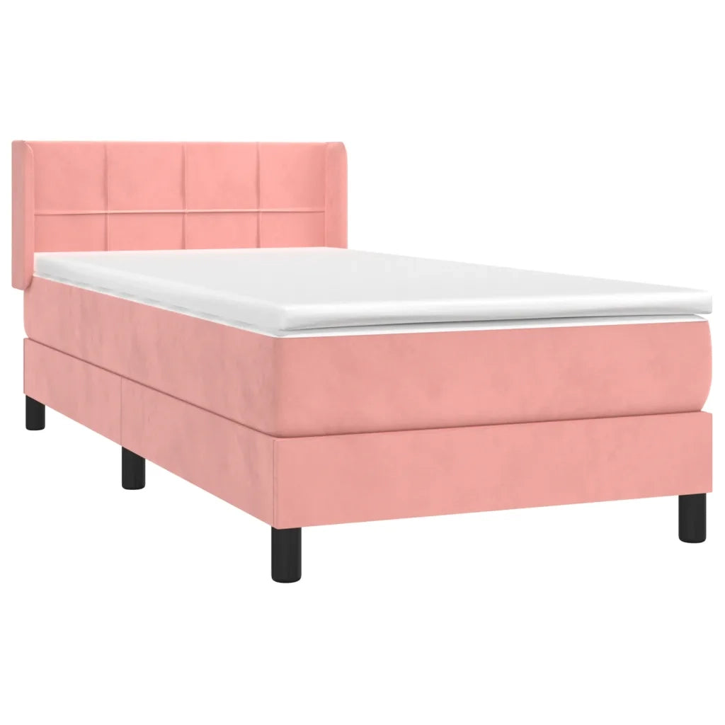 Giroletto a Molle con Materasso-Struttura Letto Rosa 80x200 cm in Velluto 230805
