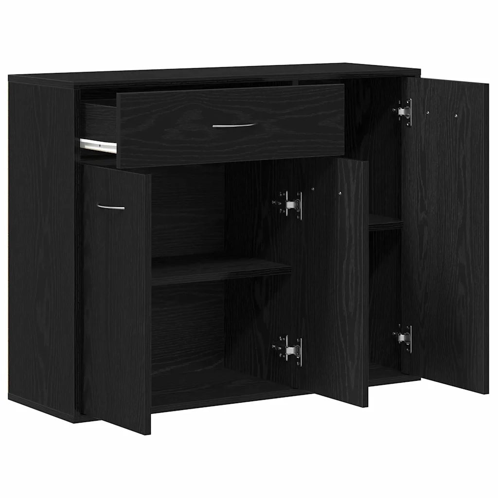 Credenza Rovere Nero 88x30x70 cm in Legno Multistrato 862445