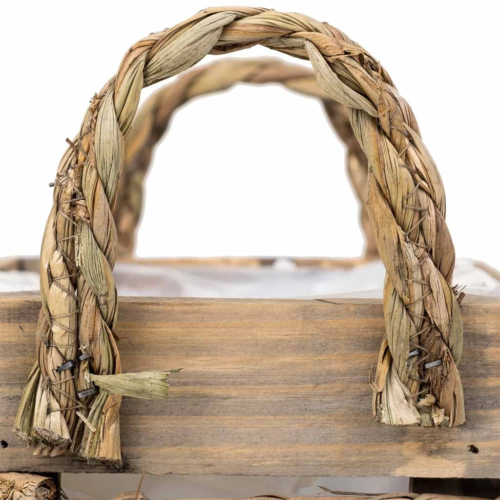 Cesto in legno e corda con manici marroni 25x15x13h