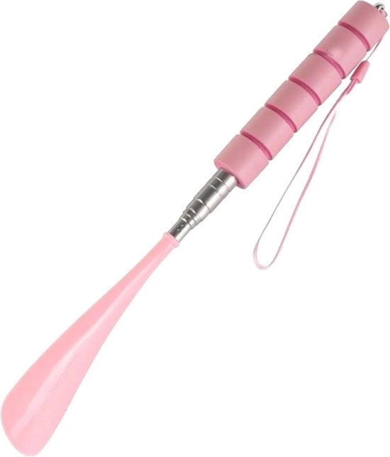 Scoopa per scarpe con lunghezza estendibile, 2 pezzi 11,8-27,6" scoopa per scarpe telescopica con manico antiscivolo, scarpe con cinturino, scoopa per scarpe regolabile in acciaio inossidabile per uomo e donna - rosa