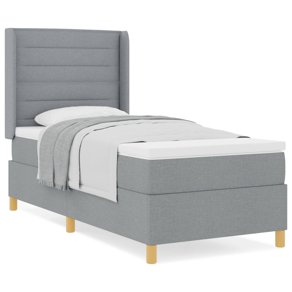 Box Spring Bed con Materasso Grigio Chiaro 80x200 cm Tessuto