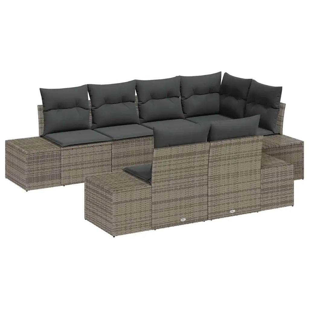 Set Divano da Giardino 7 pcs Grigio polyrattan 3355768