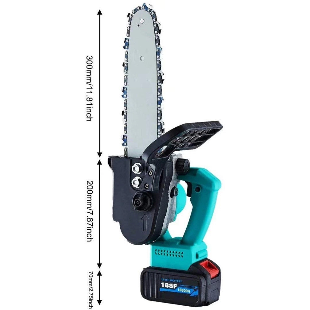 Trade Shop - Motosega Elettrica A Batterie A Litio 21v Da 12" Per Potatura Rami Alberi Piante -
