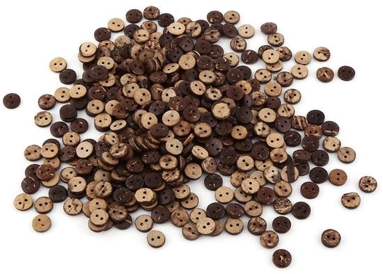 Knoppi di legno 400 pezzi - 10 mm - Knoppi di legno naturali - Ambientali - Decorazione per cucito - Forma rotonda carina - Cucitrici di legno