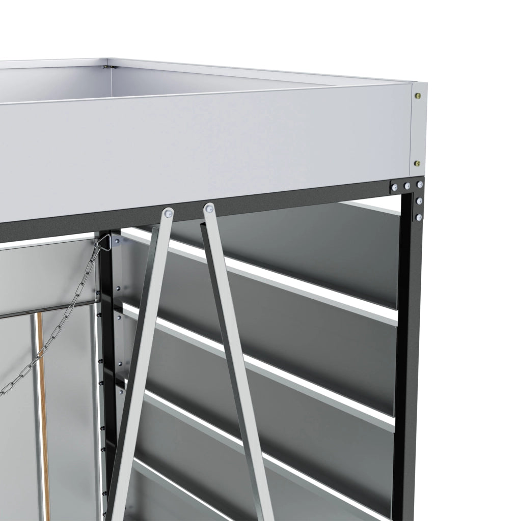Contenitore per rifiuti con fioriera integrata 131x79x120 cm; nero in ferro