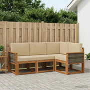 Set di divani da esterno 4 pcs Naturale e Beige Poliestere
