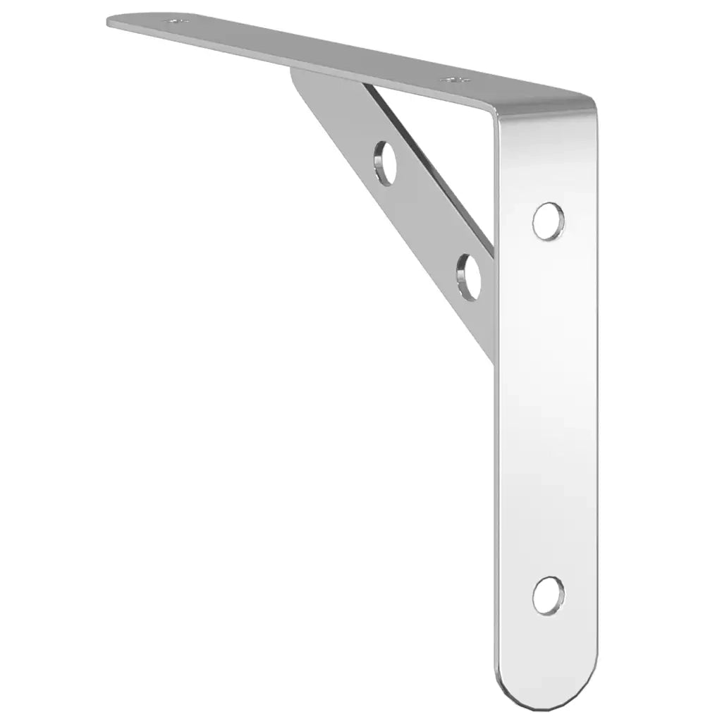 4 pz Staffe per Mensola | Ripiano | Scaffale 20x2,5x14 cm in Acciaio Inox Argento