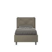 Letto imbottito Singolo 80x210 cm Appia - Similpelle,Cappuccino,Con rete