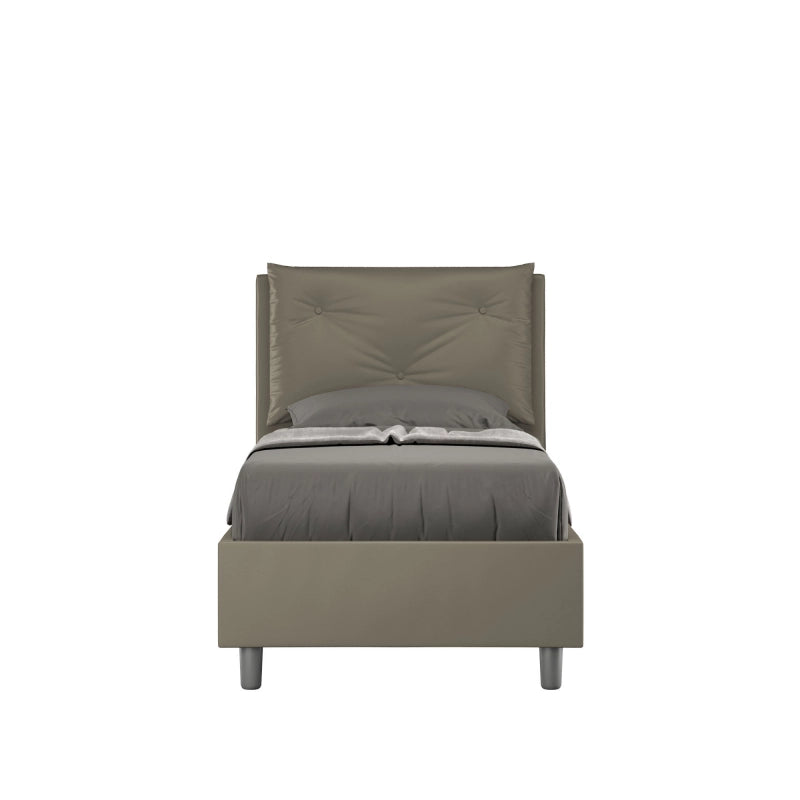 Letto imbottito Singolo 80x210 cm Appia - Similpelle,Cappuccino,Con rete