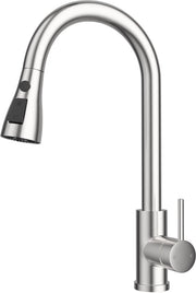 Uitschuifbare keukenkraan con alta pressione, con doccia, con 3 sprogetti, 360° rotativa, in acciaio inossidabile borchiato