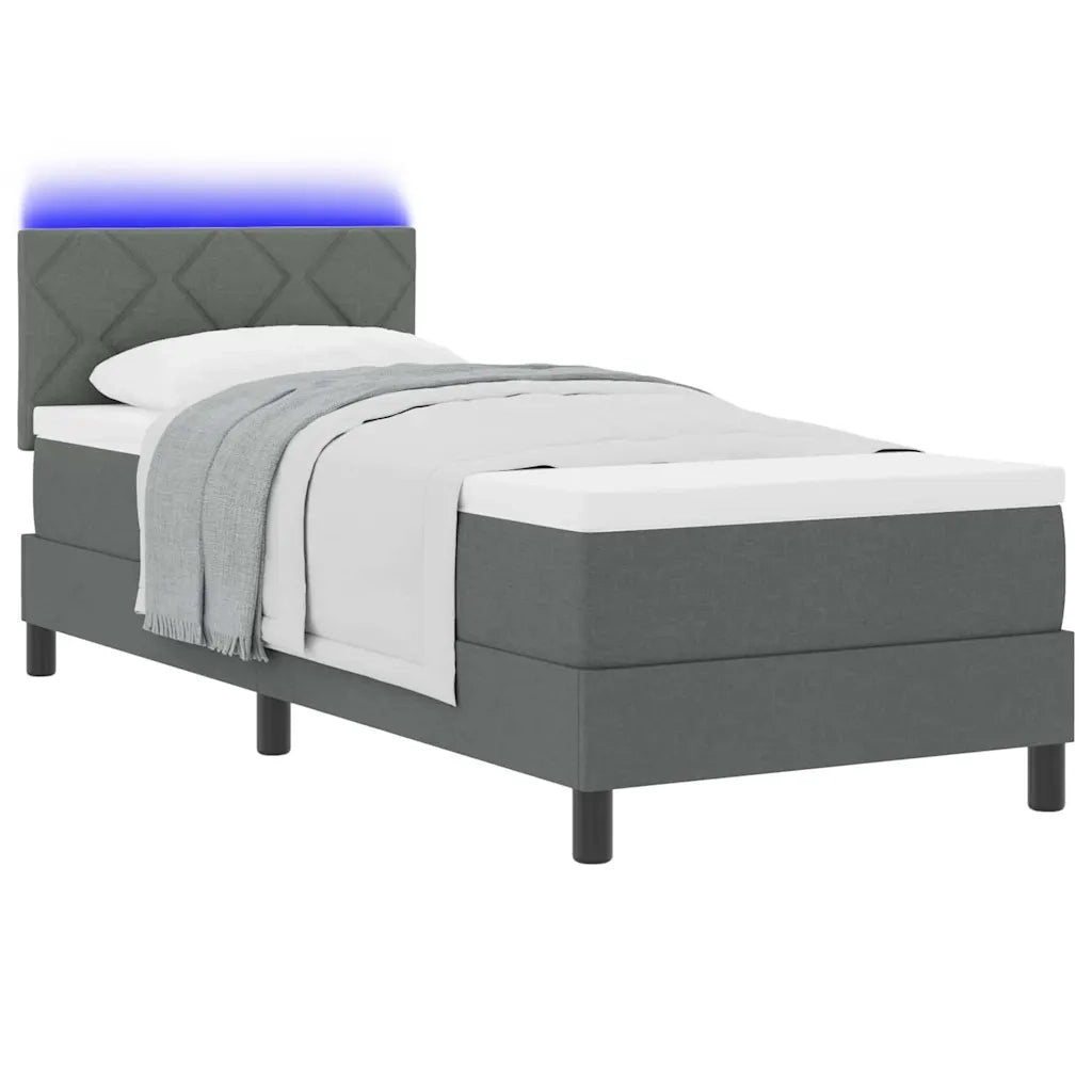 Letto a molle con materasso Grigio scuro 80 x 200 cm Tessuto 3342241