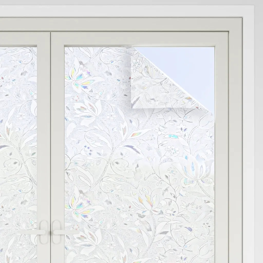 Pellicole per Finestre Smerigliate 2 pz Motivo Fiore in PVC CFW1126873