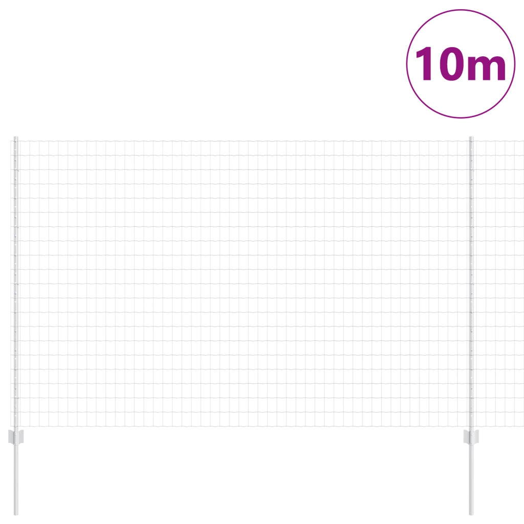 Recinzione Euro con 10 Pali Argento 1,5x10 m Acciaio