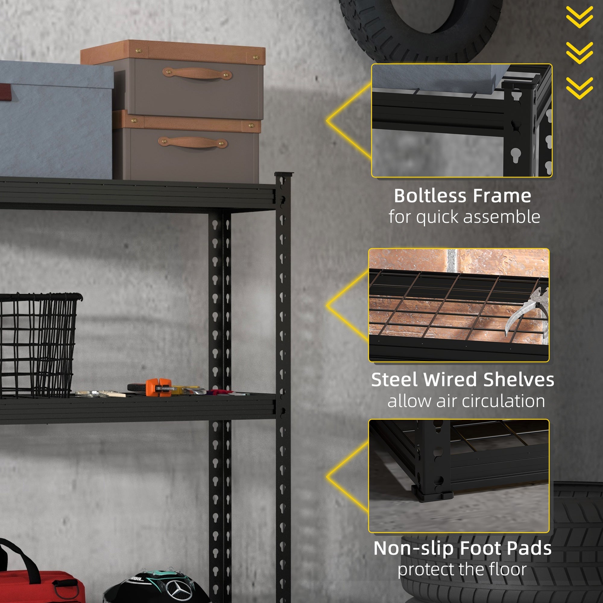 Scaffale 4 Ripiani 70x30x152 cm in Metallo Nero