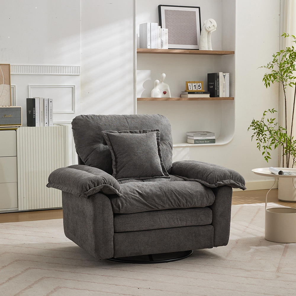 Poltrona girevole 360¡ã oversize in chenille - Xylo - Con cuscino di supporto per camera, soggiorno e cameretta