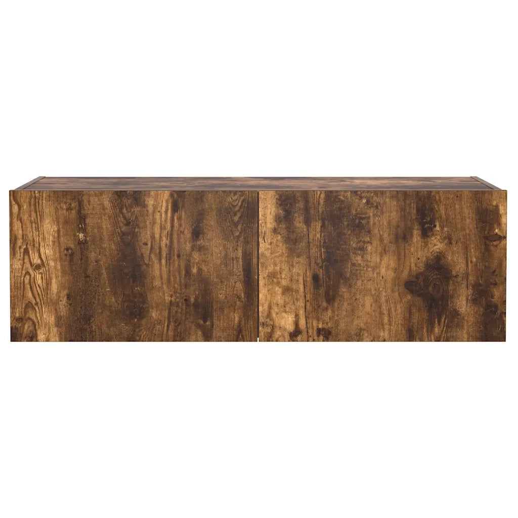 Mobile TV a Parete con Luci LED Rovere Fumo 100x35x31 cm 837299