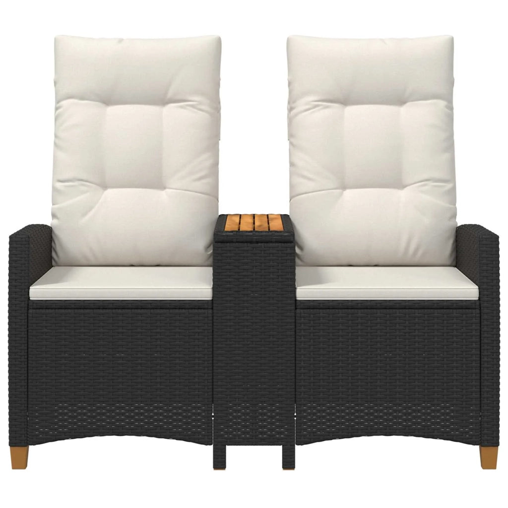 Panchina reclinabile con tavolo Nero e Bianco Crema polyrattan 42026813