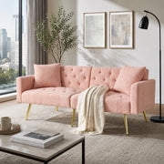 Divano relax a 2 posti in tessuto teddy rosa con schienale regolabile a 3 livelli e 2 cuscini coordinati