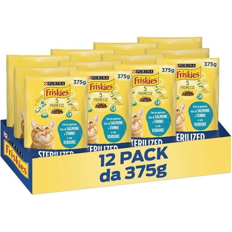 FRISKIES SET 12 PZ CROCCHETTE PER GATTI STERILIZZATI CON SALMONE E TONNO 375 GR