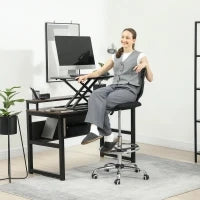 Sedia da Ufficio, Sedia da Lavoro, Sedia da Scrivania, regolabile in altezza, imbottita, Nero