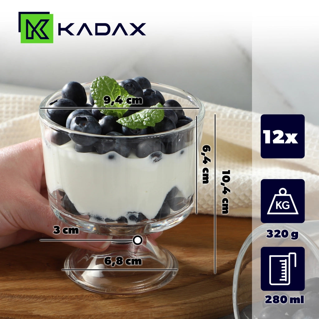 Set di 12 coppette da gelato in vetro KADAX da 290 ml.