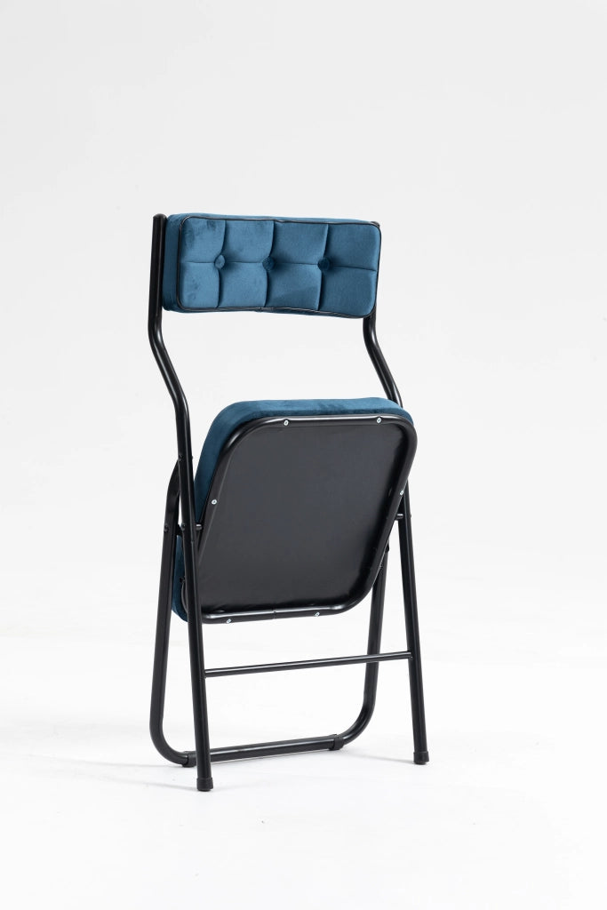 SEDIA Pieghevole Imbottita in velluto blu Set da 2 pezzi