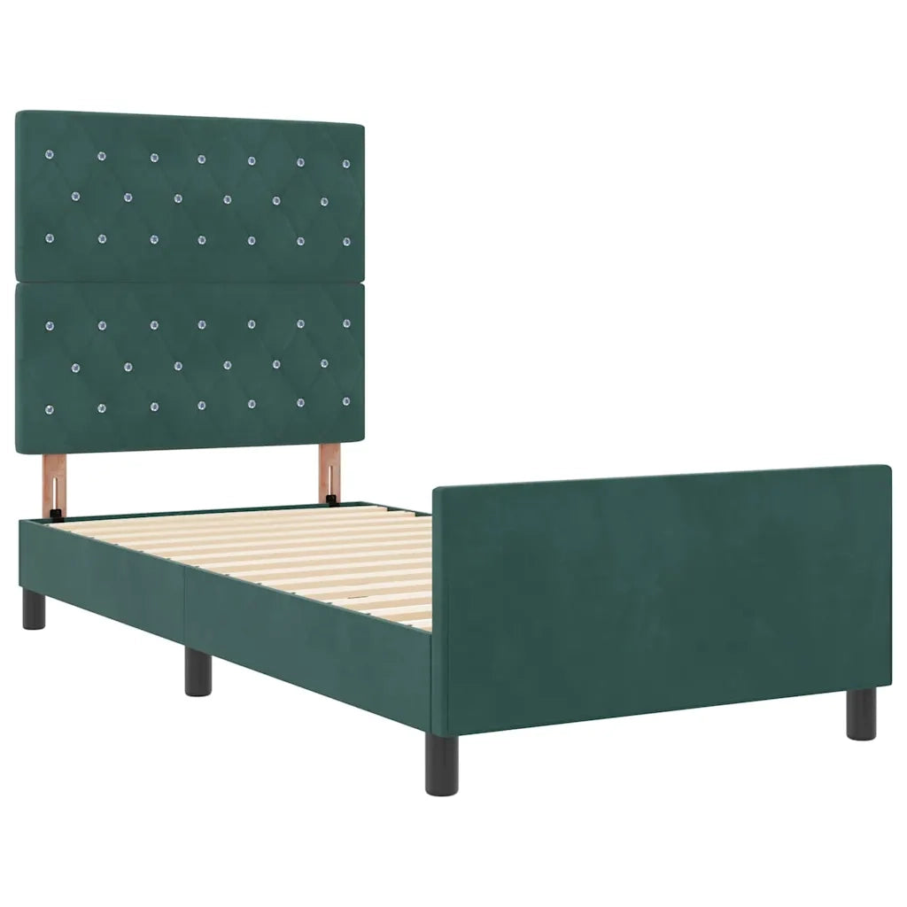 Letto a molle con testiera Verde Scuro 90 x 200 cm Velluto 3344852